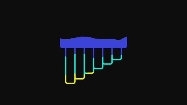 Yellow Pan Flute Icon Isolated Black Background Traditional Peruvian Musical — 图库视频影像