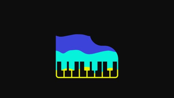 Yellow Grand Piano Icon Isolated Black Background Musical Instrument Video — Stock Video