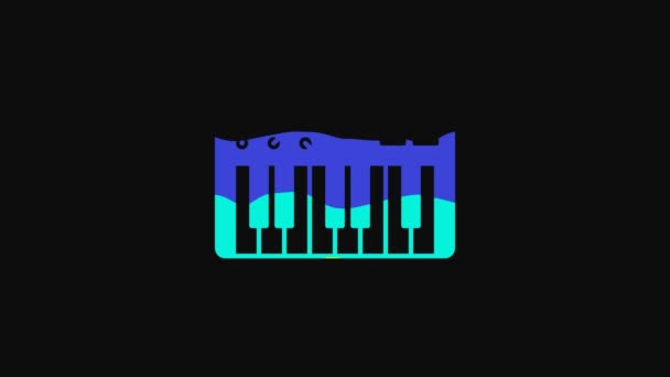 黄色音乐合成器图标孤立在黑色背景 电子钢琴4K视频运动图形动画 — 图库视频影像