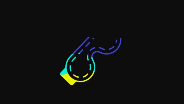 Yellow Eye Sleep Mask Icon Isolated Black Background Sleeping Mask — Stock Video