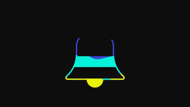 Yellow Ringing Bell Icon Isolated Black Background Alarm Symbol Service — Stock video