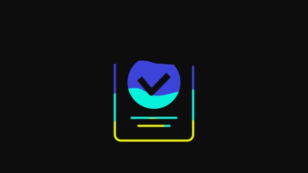 Yellow Medical Prescription Icon Isolated Black Background Form Recipe Medical — Stok video