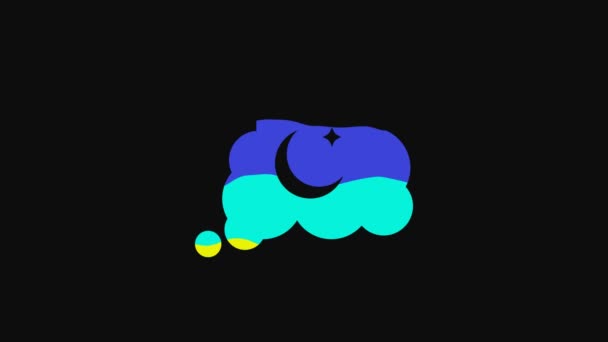 Yellow Dreams Icon Isolated Black Background Sleep Rest Dream Concept — Stockvideo