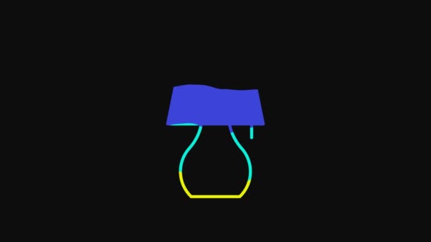 Yellow Table Lamp Icon Isolated Black Background Night Light Video — Wideo stockowe