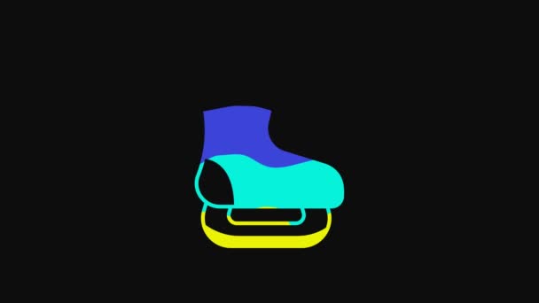 Yellow Skates Icon Isolated Black Background Ice Skate Shoes Icon — Stock videók