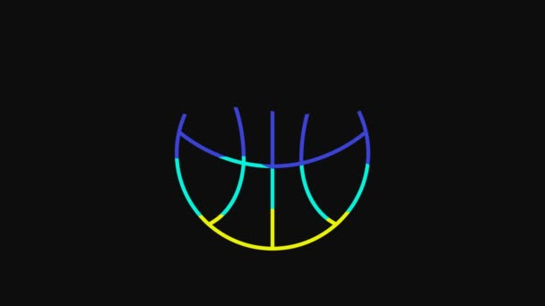 Κίτρινη Μπάλα Μπάσκετ Εικονίδιο Απομονώνονται Μαύρο Φόντο Αθλητικό Σύμβολο Γραφική — Αρχείο Βίντεο