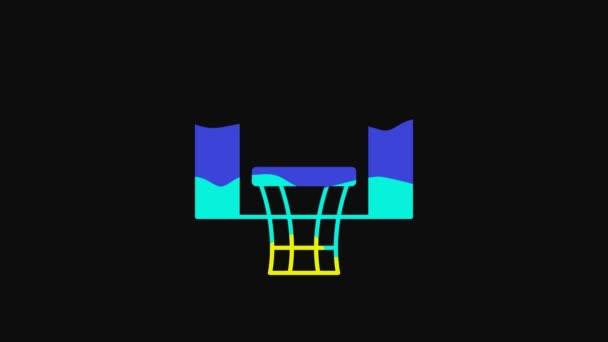 Yellow Basketball Backboard Icon Isolated Black Background Video Motion Graphic — Stockvideo
