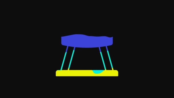 Yellow Pommel Horse Icon Isolated Black Background Sports Equipment Jumping — Stock Video