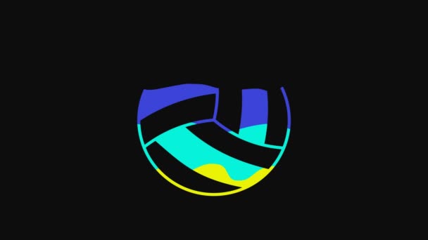 Yellow Volleyball Ball Icon Isolated Black Background Sport Equipment Video — Stockvideo