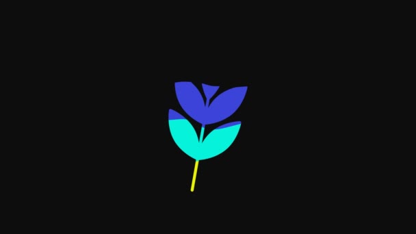 Yellow Leaf Icon Isolated Black Background Leaves Sign Fresh Natural — Stock Video