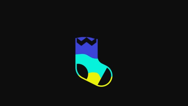 Yellow Socks Icon Isolated Black Background Video Motion Graphic Animation — Stock Video