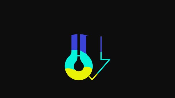 Yellow Meteorology Thermometer Measuring Icon Isolated Black Background Thermometer Equipment — Vídeo de Stock