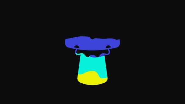 Yellow Mushroom Icon Isolated Black Background Video Motion Graphic Animation — Video Stock