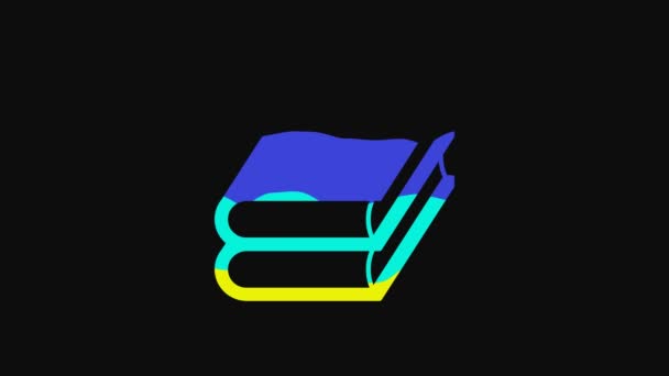 Yellow Book Icon Isolated Black Background Video Motion Graphic Animation — Vídeos de Stock