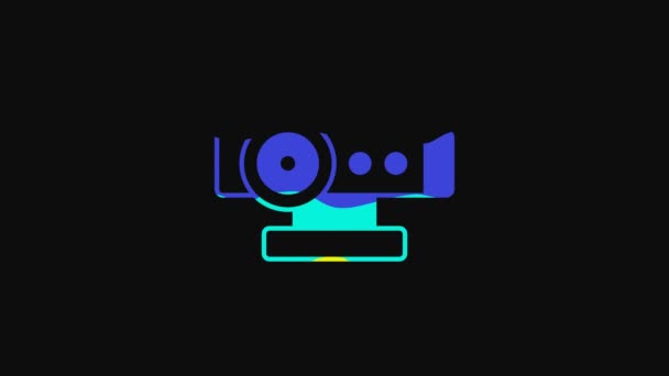 Жовта Піктограма Веб Камери Ізольована Чорному Тлі Чат Камера Піктограма — стокове відео