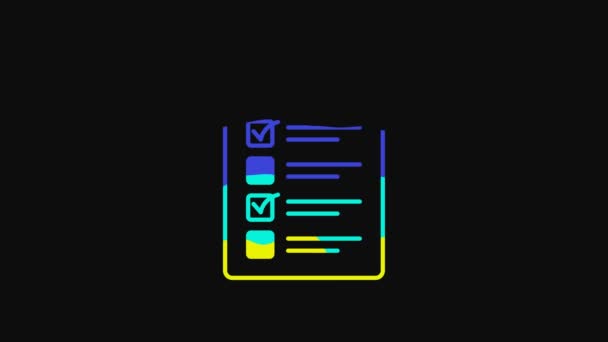 Yellow Online Quiz Test Survey Checklist Icon Isolated Black Background — 비디오