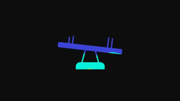 Yellow Seesaw Icon Isolated Black Background Teeter Equal Board Playground — Stock videók