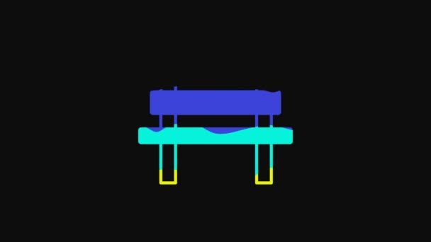 Yellow Bench Icon Isolated Black Background Video Motion Graphic Animation — Vídeo de Stock