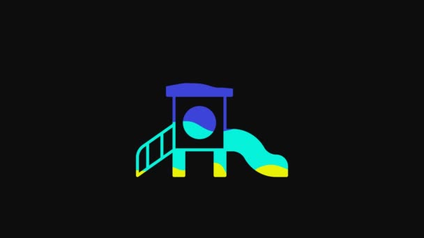 Yellow Slide Playground Icon Isolated Black Background Childrens Slide Video — Video Stock