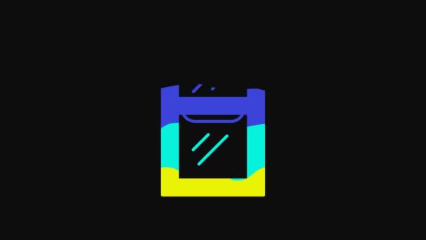 Yellow Window Room Icon Isolated Black Background Video Motion Graphic — ストック動画