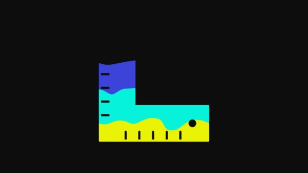 Yellow Corner Ruler Icon Isolated Black Background Setsquare Angle Ruler — Stockvideo