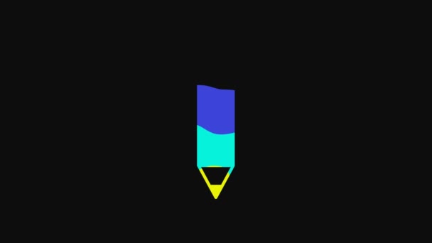 Yellow Pencil Eraser Icon Isolated Black Background Drawing Educational Tools — Vídeo de Stock