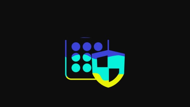 Yellow Security System Control Panel Display Icon Isolated Black Background — Vídeo de Stock