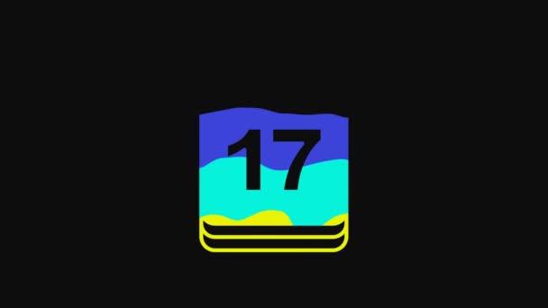 Yellow Saint Patricks Day Calendar Icon Isolated Black Background Date — Stock videók