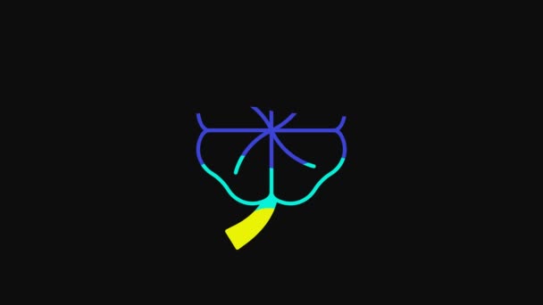 Yellow Four Leaf Clover Icon Isolated Black Background Happy Saint — Stockvideo
