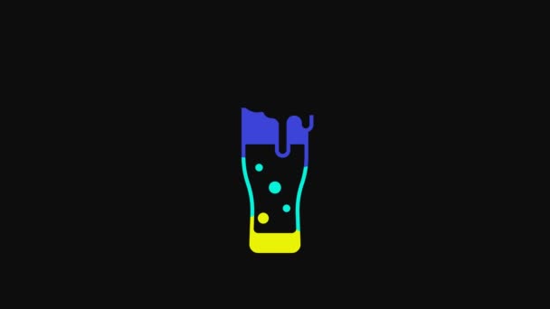 Yellow Glass Beer Icon Isolated Black Background Happy Saint Patricks — Wideo stockowe