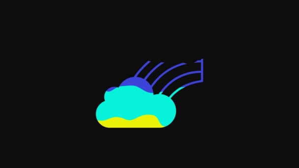 Yellow Rainbow Cloud Icon Isolated Black Background Happy Saint Patricks — Video Stock