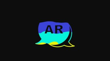 Yellow Augmented reality AR icon isolated on black background. Virtual futuristic wearable devices. 4K Video motion graphic animation.