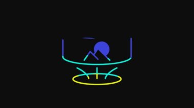 Yellow 360 degree view icon isolated on black background. Virtual reality. Angle 360 degree camera. Panorama photo. 4K Video motion graphic animation.