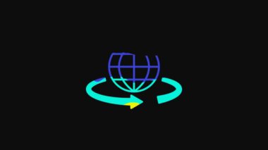 Yellow 3d modeling icon isolated on black background. Augmented reality or virtual reality. 4K Video motion graphic animation.