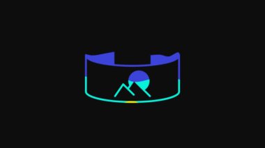 Yellow 360 degree view icon isolated on black background. Virtual reality. Angle 360 degree camera. Panorama photo. 4K Video motion graphic animation.