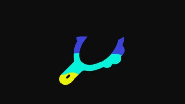 Yellow Magic hand mirror icon isolated on black background. 4K Video motion graphic animation.