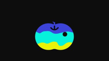 Yellow Poison apple icon isolated on black background. Poisoned witch apple. 4K Video motion graphic animation.