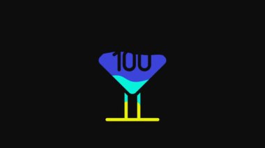 Yellow Speed limit traffic sign 100 km icon isolated on black background. 4K Video motion graphic animation.