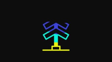 Yellow Railroad crossing icon isolated on black background. Railway sign. 4K Video motion graphic animation.