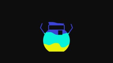 Yellow Christmas snowman icon isolated on black background. Merry Christmas and Happy New Year. 4K Video motion graphic animation.