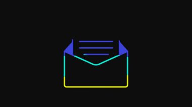 Yellow Envelope with christmas party invitation card icon isolated on black background. Merry Christmas and Happy New Year. 4K Video motion graphic animation.