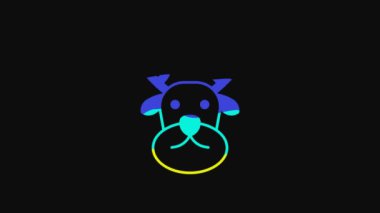Yellow Reindeer icon isolated on black background. Merry Christmas and Happy New Year. 4K Video motion graphic animation.