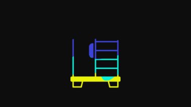 Yellow Wardrobe icon isolated on black background. Cupboard sign. 4K Video motion graphic animation.