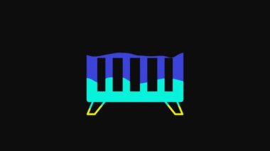 Yellow Baby crib cradle bed icon isolated on black background. 4K Video motion graphic animation.