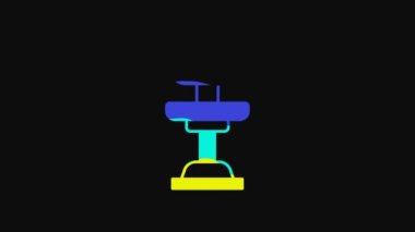 Yellow Office chair icon isolated on black background. 4K Video motion graphic animation.