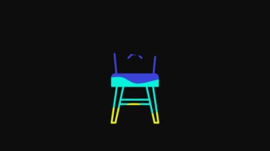 Yellow Chair icon isolated on black background. 4K Video motion graphic animation.