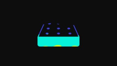 Yellow Mattress icon isolated on black background. Padded comfortable sleeping bed mattress. 4K Video motion graphic animation.