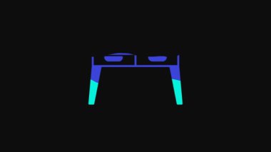 Yellow Office desk icon isolated on black background. 4K Video motion graphic animation.