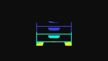 Yellow Chest of drawers icon isolated on black background. 4K Video motion graphic animation.