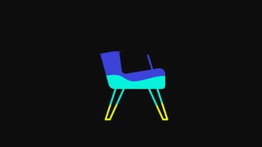 Yellow Armchair icon isolated on black background. 4K Video motion graphic animation.